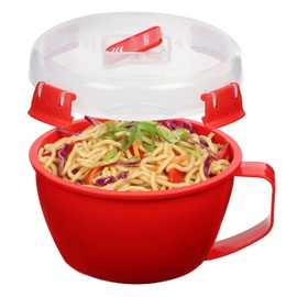 Sistema Microwave Noodle Bowl | 940 ml Microwave Food Container with Steam Release Vent | BPA-Free | Red