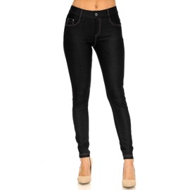 YELETE Womens Basic Five Pocket Stretch Jegging Tights Pants XL Black