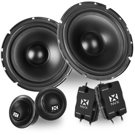 NVX® NSP65KIT 6.5" Car Speakers, 600W Max, 200W RMS, 2-Way Component System w/Silk Dome Tweeters & Passive X-Overs, Easy to Install in Cars/Trucks/Doors (Pair)
