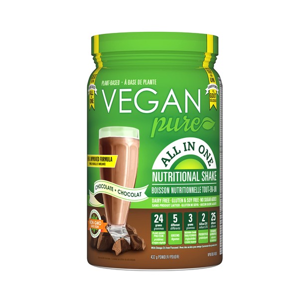 Vegan Pure All In One Nutritional Shake (Chocolate) 432g. Plant based protein.