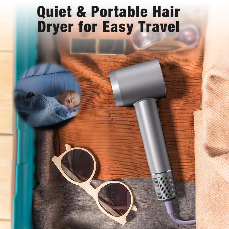 Hair Dryer, 160000 RPM Portable Professional Ionic Hair Dryer with