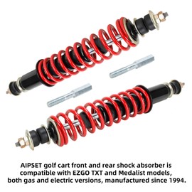 AIPSET Golf Cart Shock Absorber Compatible with EZGO TXT/Medalist 1994-up, TXT Shocks with Extenders, Front Rear Coil Over Heavy Duty Shock, OEM# 70928-G01, 70630-G01, 76418-G01, 2PCS, Red