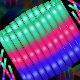 SHQDD 51 PCS Foam Glow Sticks Bulk with 3 Modes Colorful Flashing, Glow Sticks Pack, Foam Light Up Sticks, Glow in Dark Party Supplies for Wedding, Raves, Party, Halloween, 4th of July
