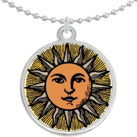 NewCharms Vintage Sun Shine Rays Round Pendant Necklace Beautiful Fashion Jewelry