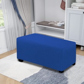 Easy-Going Stretch Ottoman Cover Folding Storage Stool Furniture Protector Soft Rectangle slipcover with Elastic Bottom(Ottoman Large,Classic Blue)