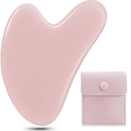 JITIFAZH Guasha Board Massage Tool Heart Shape Jade for Face, Eyes, Neck for Skin Care, Beauty and Relaxation of Body Muscles (Pink)