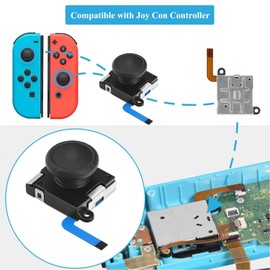JAOYSTII Joycon Joystick Replacement 6 Pack, Replacement Joystick Analog Thumb Stick for Switch Joy-Con Controller & Switch Lite, Left/Right Analog Joystick with Lock Buckles, Thumbstick Grips & Screws