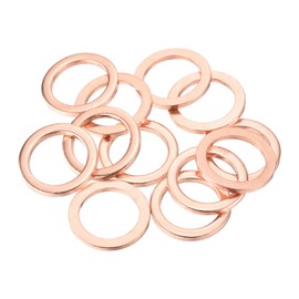 sourcing map 12 Pcs Flat Copper Washers, 16x22x2mm Copper Upgraded Flat Metric Sealing Crush Ring Washers for Hydraulic Fittings Screw Bolt Nut Electronic Repair