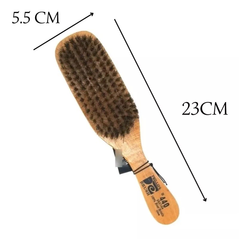 Phillips 440 12pz Cepillo Barbero Cerda Natural Mango Madera