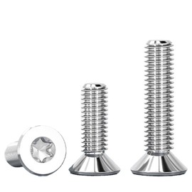SHUNCHG Pack of 20 Countersunk Screws M4 x 12 mm Torx Stainless Steel A2 V2A Countersunk Screws with Hexalobular / Torx Drive, Flat Head Screws for Machines, Furniture, Wood, Silver