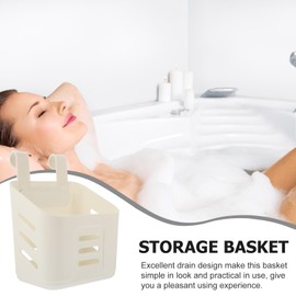 HOMSFOU Wall Mounted Plastic Hanging Storage Basket for Kitchen and Bathroom Small Organizer with Drain Holes for Shampoo Lotion and Sponge 4.48X5.85X4.48 Inches