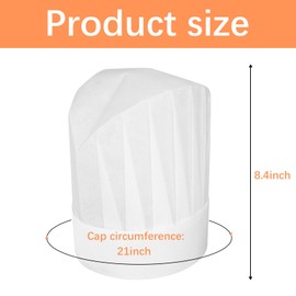12 Pack Chef Hats for Kids, Disposable Paper Chefs Hat Bulk DIY Kids Chef Cap for Baking, Cooking, Activity, Pizza Party White