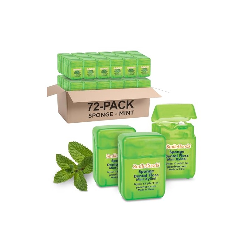 Practicon 7045200 SmileGoods Xylitol Mint Sponge Floss (Pack of 72)