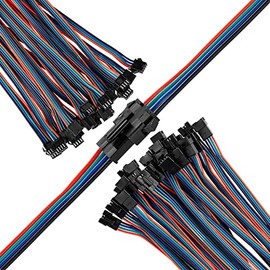 VISSQH 25 Pairs JST SM 4PIN Male to Female EL Wire Cable Plug Adapter, 4 Pin Male and Female Connector Adapter with 150 mm Electric Cable for LED Light