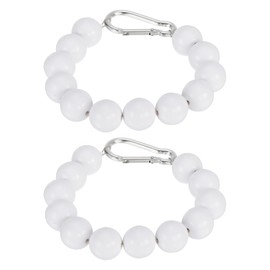 PATIKIL 2 Pcs Flag Pole Beaded Retainer Ring, FlagPole Weights for Bottom Retainer Rings to Keep Flag Close to Pole, with Stainless Steel Cable, for Internal External, White