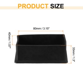 sourcing map Rubber Furniture Leg Caps, 4Pcs 40x80mm Rectangle Chair Leg Tips Caps, Furniture Foot End Caps Covers Floor Protectors for Table, Chair, Machinery Equipment Feet, Black