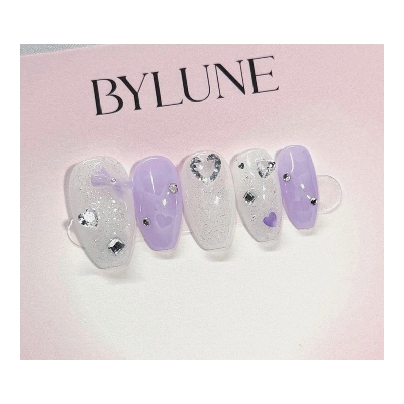 Heart Bonbon Handmade Nail Tips Nail Tips - Short Coffin