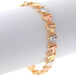 neXxtten Three Tone Gold Plated Latch Bracelet GB1026-3T