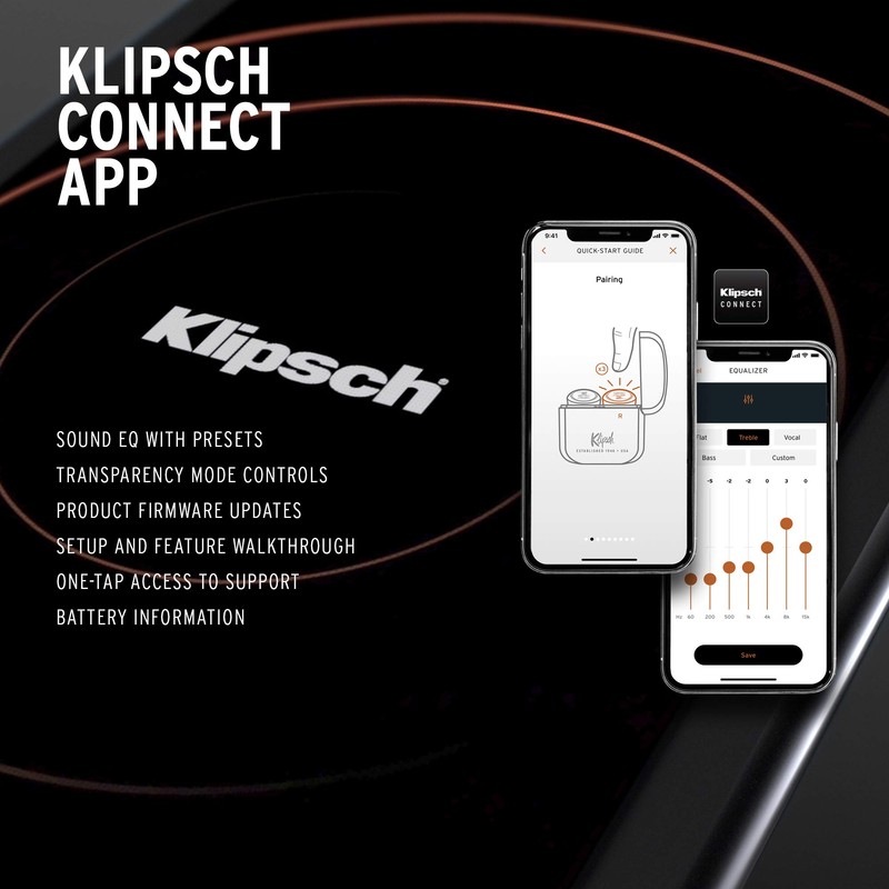 Klipsch T5 True Wireless Earphones, Silver, S,M,L
