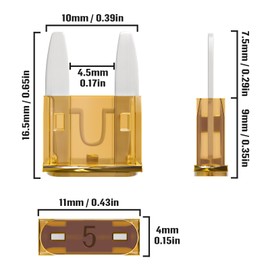 ALLECIN 5A Mini Fuse 5 AMP ATM APM Blade Car Fuses 5 Amp Automotive Fusibles for RV Auto Motorcycle Truck (Pack of 50Pcs)