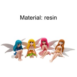 Pinenjoy 4Pcs Miniature Fairy Figurines Small Resin Flower Fairies Ornaments Tiny Elf for DIY Fairy Garden Flower Pot Bonsai Micro Landscapes Craft Home Tabletop Decoration