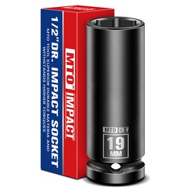 MTO 1/2" Drive 19mm Deep Impact Socket, 6-Point Metric Socket for Automotive Maintaince, CR-V Steel Meets ANSI Standards