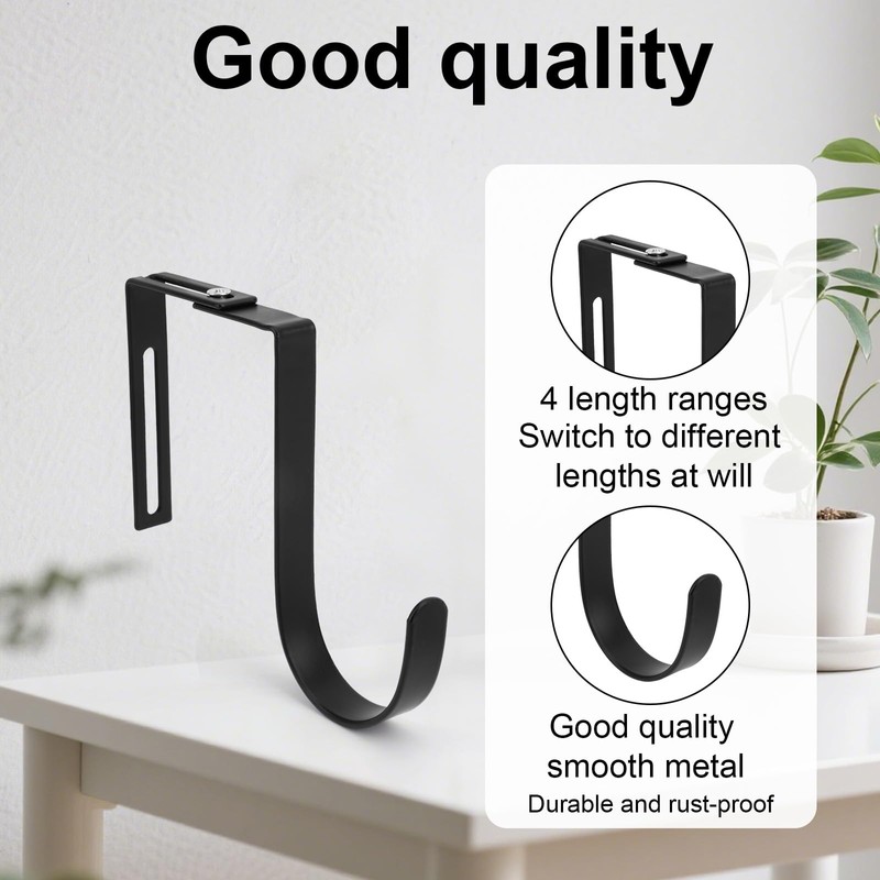 2pcs Over Door Hook, Adjustable Cubicle Hooks Durable Iron Compartment
