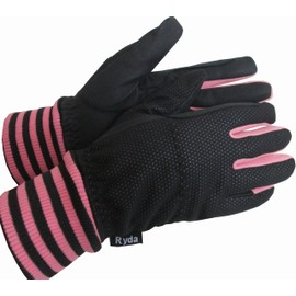 Ryda Childrens Lined Thermal Winter Horse Riding Gloves Windproof 3 Sizes New (Pink, Large)