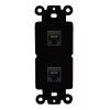Wallplate City 2 Port Black Decorative Jack Coupler Keystone Rocker 2 CAT6 Wall Plate