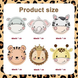 SKTMH Jungle Animal Party Supplies 60Pcs 9" Animal Birthday Party Plates Jungle Safari Birthday Party Plates Zoo Animals Shaped Paper Plates Disposable Paper Plates for Baby Shower Decoration Supplies