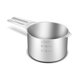 BERYLER 1 Pack 1 Cup (240 ml | 240 cc | 8 oz) Measuring Cup, Stainless Steel Measuring Cups, Metal Measuring Cup, Practical Kitchen Gadgets for Cooking