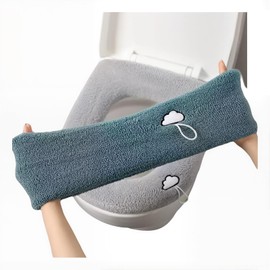 O-Shaped Toilet Seat Covers, Set of 2, Green/Gray, Washable, Quick Drying, Deodorizing Effect, Anti-Slip, Good Texture, Polyester, Toilet, Seasonal Colors, Relaxing Time, Easy Installation, Home Use