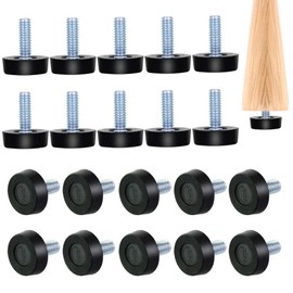 BUZIFU 20 Pack Adjustable Table Foot Furniture Leveling Feet M8 x 20MM Screw in Feet Floor Protector Furniture Glides 0.94" Adjustable Leveling Feet 24mm Round Base Foot Screw for Chair Leg