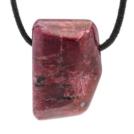 Lebensquelle Plus Ruby Drop Pendant, Drilled Tumbled Stone Pendant with Cotton Band, High-Quality Gemstone Pendant, Stone, Ruby
