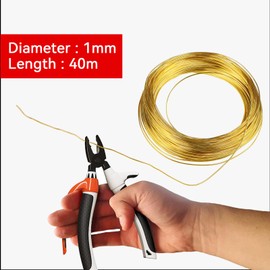Qaixwuyi Gold Craft Wire 1 mm x 40 m Wire for Crafts Jewellery Wire Modelling Wire Process Aluminium Wire for Jewellery Making Crafts Sculpture Crafts
