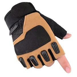 White Fang NT362 Half Finger Tactical Gloves, Anti-Slip, Outdoor, Men's, Women's, Light Brown