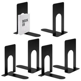 Metal Bookends, Pack of 6, 80 x 70 x 130 mm Bookends, Book Holder for Books, Magazines and DVDs, Organising, Black Book Holder Shelf for Children, School, Library