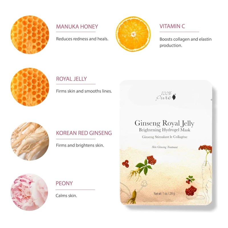 100% Pure Máscara Facial De Ginseng Royal Jelly Mascarilla A