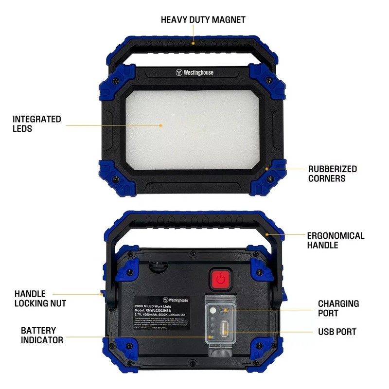 Westinghouse 2000 Lumen LED Rechargeable Portable Work Light (Set of