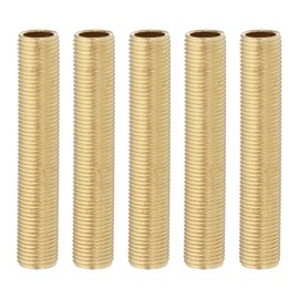 PATIKIL 1/8IP Standard Thread Brass Lamp Pipe Nipple, 5 Pcs 55mm/ 2.2" Length Hollow Tube Adapter Coupler Connector Pipe Fitting Hardware DIY Repair Part for Lamp Lights