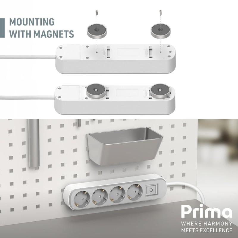 Electraline 62177 3-Way Power Strip with Switch, Cable 3 m