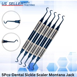 HTI Titanium Coated Montana Jack Blue Scaler Calculus Remover Dental Sickle Scalers