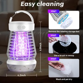 Upgraded Fly Traps,3 in 1 Bug Zapper Outdoor & Indoor, Electric Mosquito Killer Lamp with 2000V Grid & On/Off Switch, Mosquito Traps for Kitchen, Patio, Backyard, and More (White)