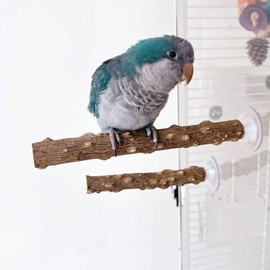 Hayaww 2 x Wooden Bird Perch with Suction Cup, Perch Stand, Bird Perch Stand, Bird Stand with Suction Cup for Windows, Parrot Seat Ladder, Stepped for Living Room, Car (A, M)