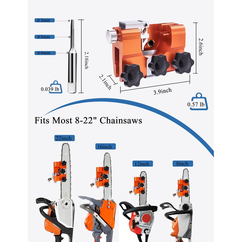 AUMEL Chainsaw Sharpener Kit Universal 3/8'' 1/4'' 0.325" Chain Saw