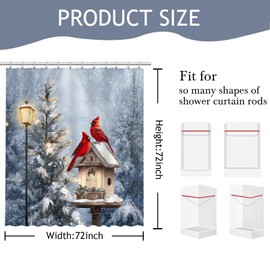 Winter Robin - Cortina de ducha con diseño de pájaros cardinales rojos, para decoración de baño, tela impermeable, 72 x 72 pulgadas (72 x 72 pulgadas, rojo cardenal Bird 1)