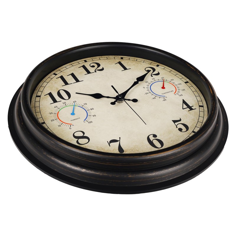Alarllok 16 Inch Large Outdoor Clock with Thermometer and Hygrometer