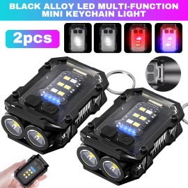 Rechargeable Mini EDC Keychain Flashlight Compact Pocket COB Led Night Light USA