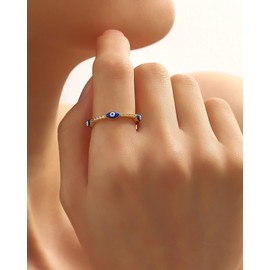 ALRNBY Evil Eye Rings for Women Non Tarnish Gold Rings with Sparkly CZ 14k Gold Plated Rings Everyday Jewelry Gifts (US9)