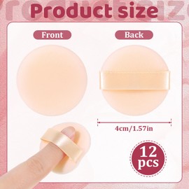 12 PCS Microfiber Powder Puff, Mini Powder Puff Skin Color Soft Small Powders Puff 1.5 Inches Powders Pact Makeup Sponges Finger-Sized MakeupPuff for Women Beauty Blender Sponge
